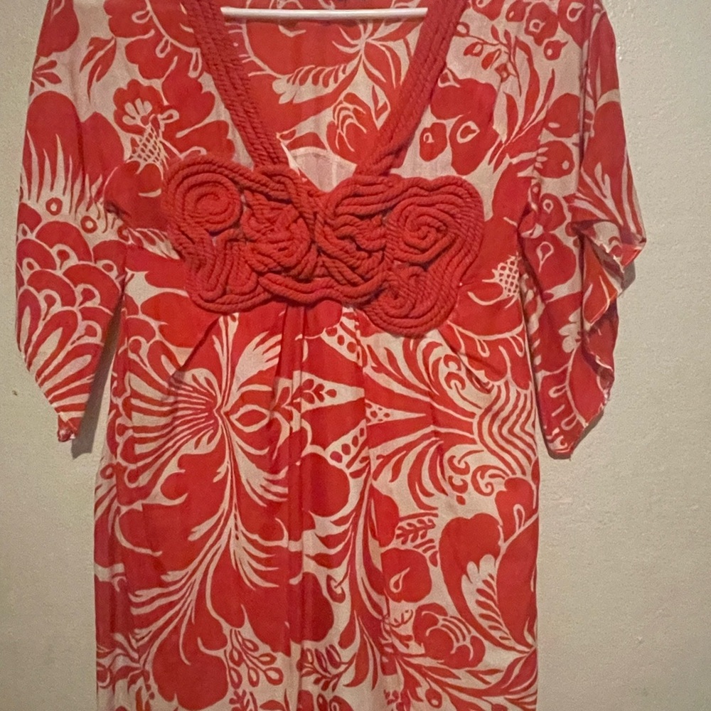 Anna Sui Red and White Floral Tunic